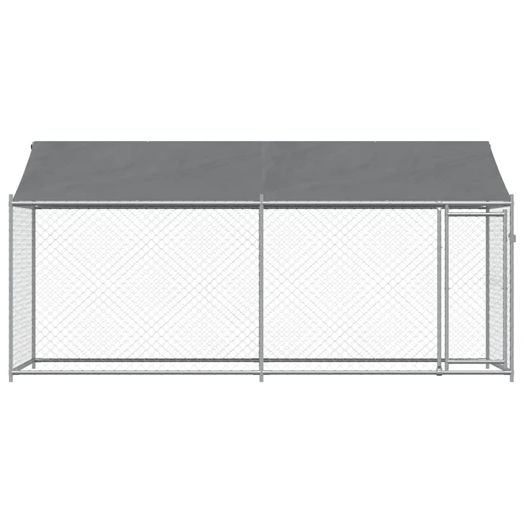 vidaXL Hundezwinger mit Dach und Tür Grau 4x2x2 m Verzinkter Stahl