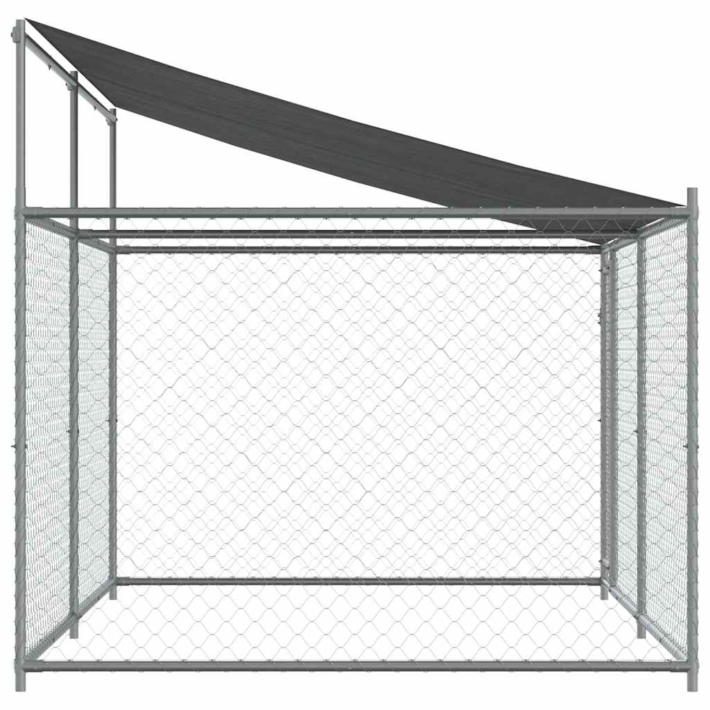 vidaXL Hundezwinger mit Dach und Tür Grau 4x2x2 m Verzinkter Stahl