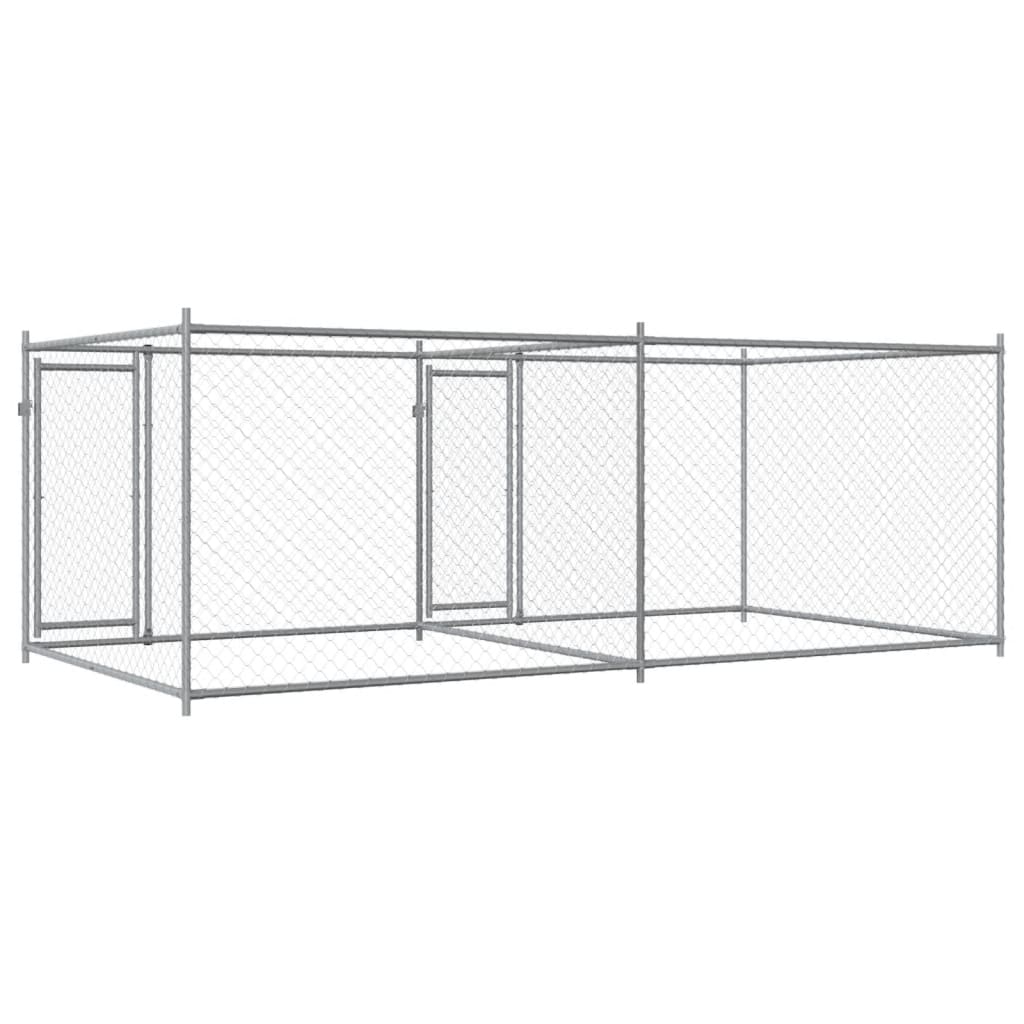 vidaXL Hundezwinger mit Türen Grau 4x2x1,5 m Verzinkter Stahl