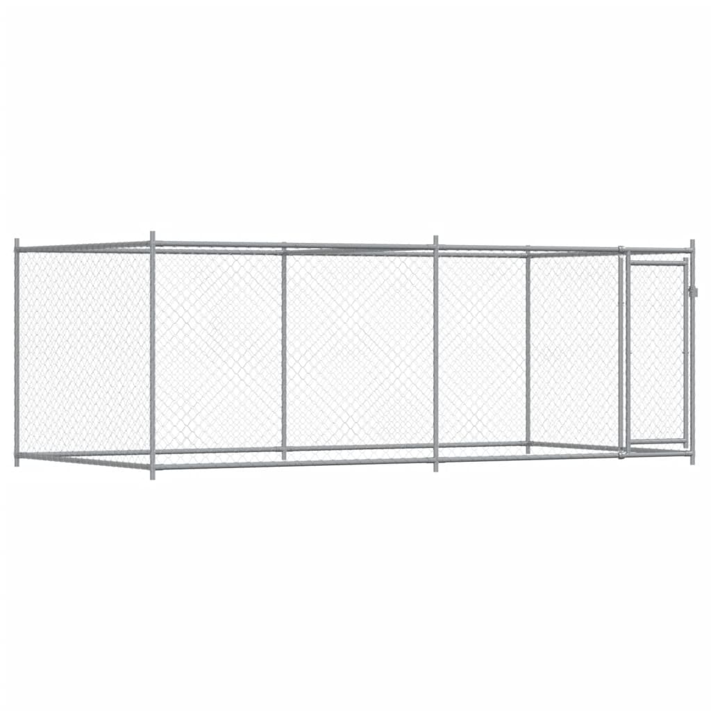 vidaXL Hundezwinger mit Tür Grau 4x2x1,5 m Verzinkter Stahl