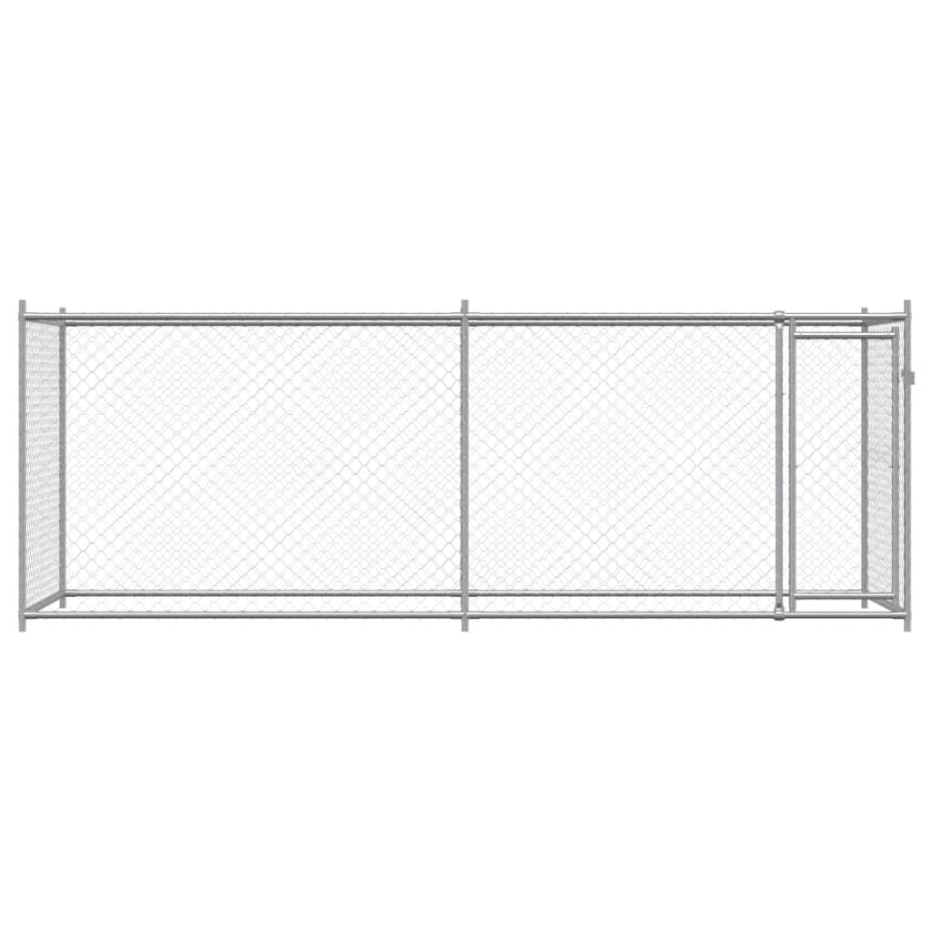 vidaXL Hundezwinger mit Tür Grau 4x2x1,5 m Verzinkter Stahl