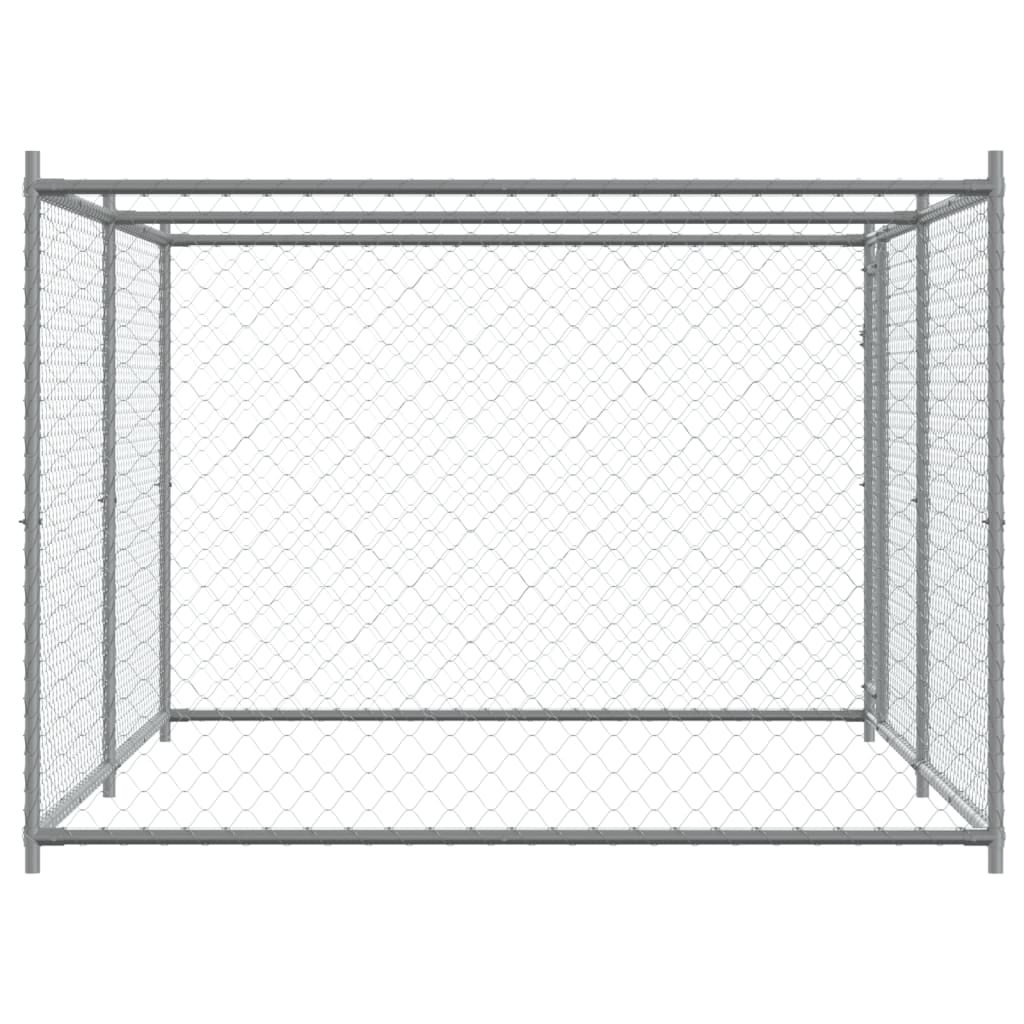 vidaXL Hundezwinger mit Tür Grau 4x2x1,5 m Verzinkter Stahl