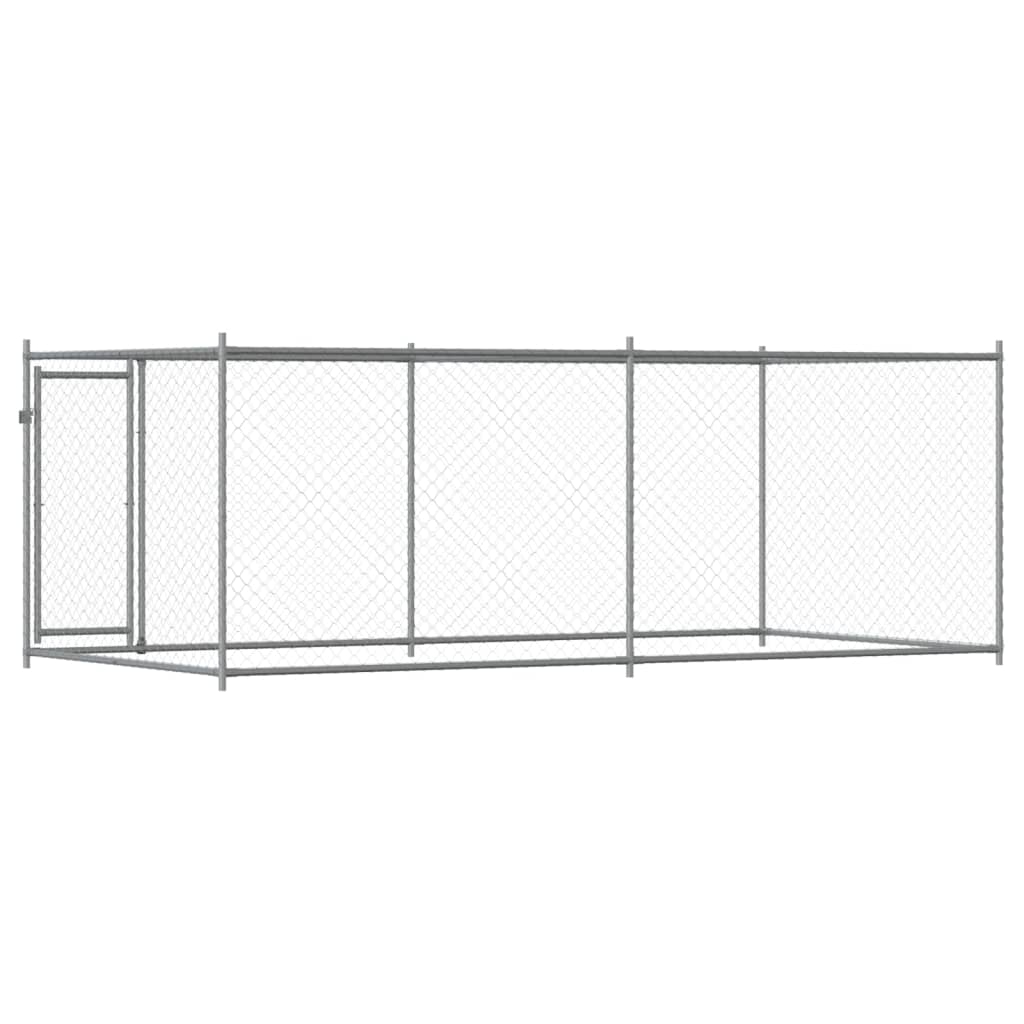 vidaXL Hundezwinger mit Tür Grau 4x2x1,5 m Verzinkter Stahl
