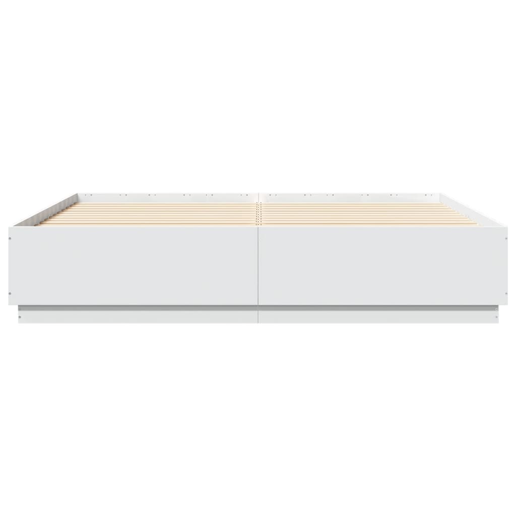 vidaXL Bettgestell mit LED Weiß 200x200 cm Holzwerkstoff