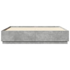 vidaXL Bettgestell mit LED Betongrau 200x200 cm Holzwerkstoff