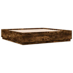 vidaXL Bettgestell mit LED Räuchereiche 200x200 cm Holzwerkstoff