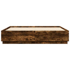 vidaXL Bettgestell mit LED Räuchereiche 200x200 cm Holzwerkstoff