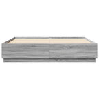 vidaXL Bettgestell mit LED Grau Sonoma 200x200 cm Holzwerkstoff