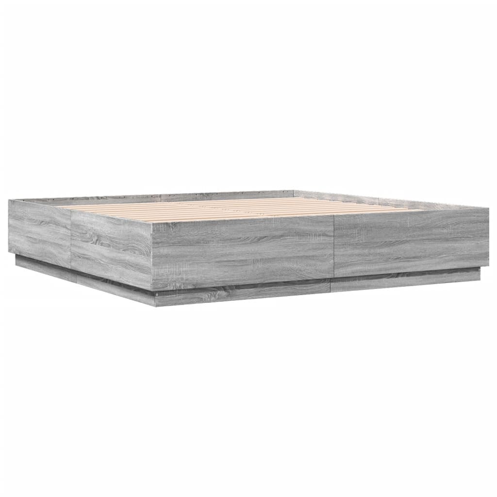 vidaXL Bettgestell Grau Sonoma 200x200 cm Holzwerkstoff