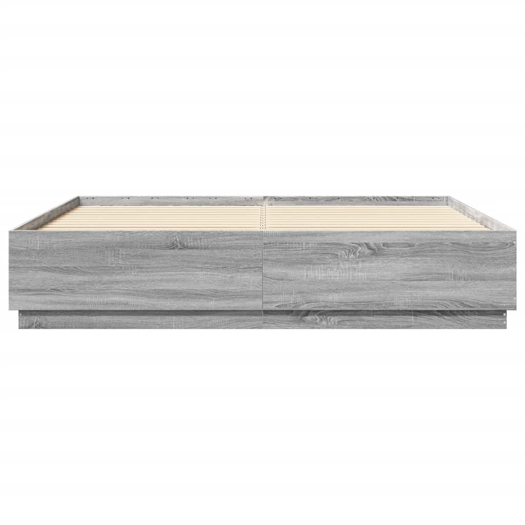 vidaXL Bettgestell Grau Sonoma 200x200 cm Holzwerkstoff