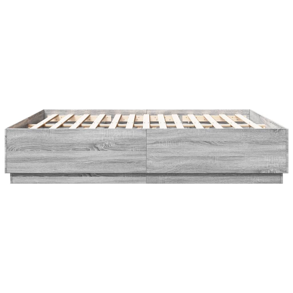 vidaXL Bettgestell Grau Sonoma 200x200 cm Holzwerkstoff