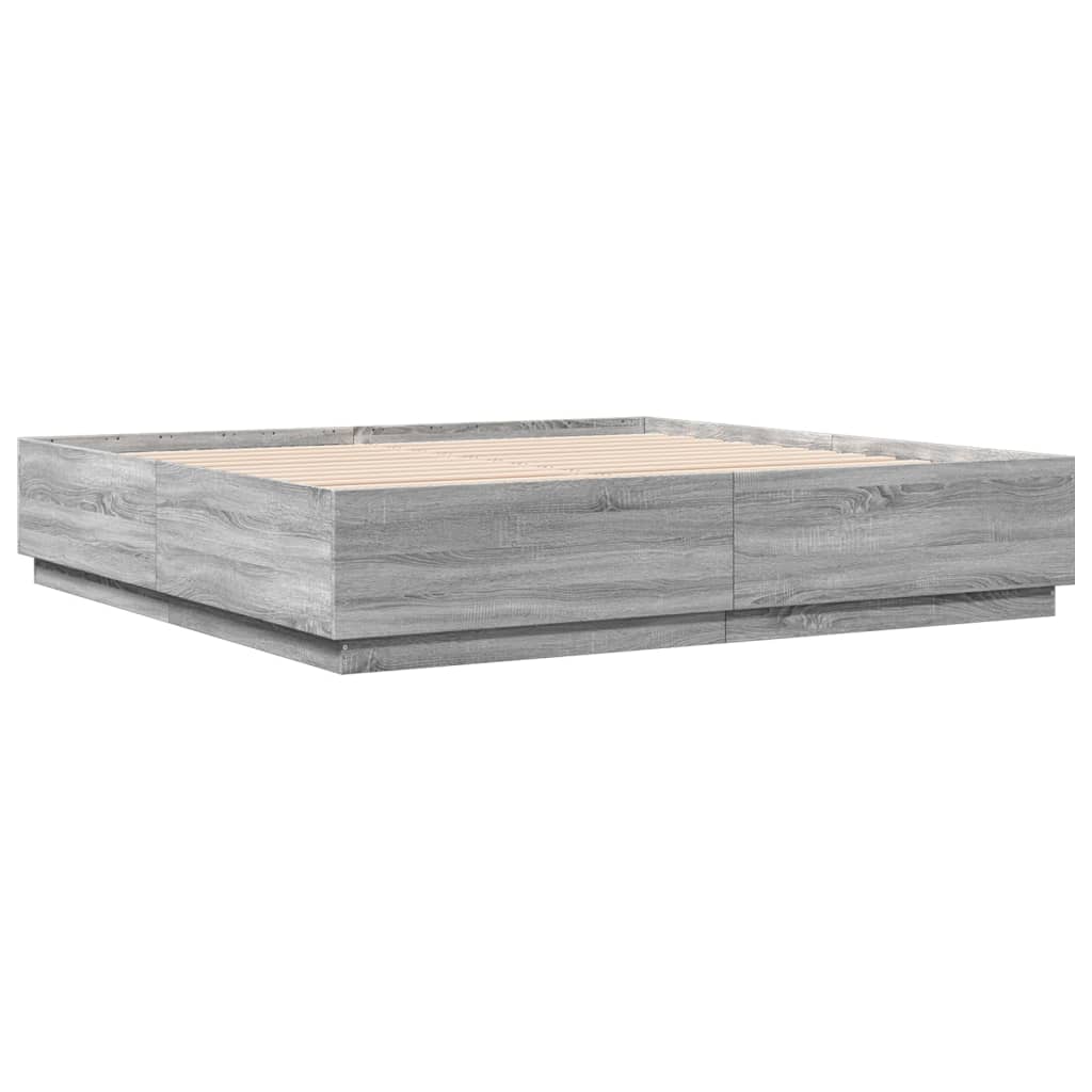 vidaXL Bettgestell Grau Sonoma 200x200 cm Holzwerkstoff