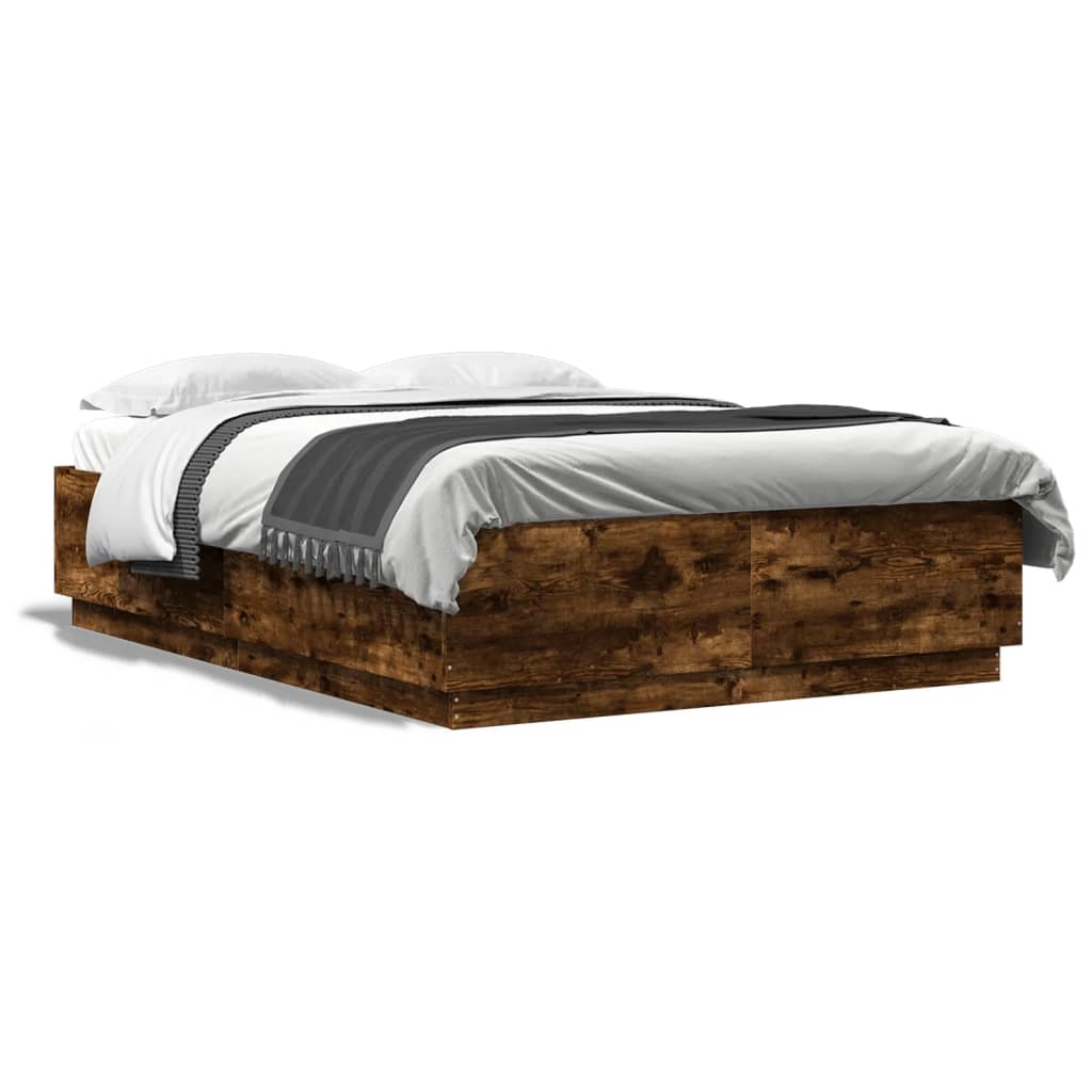 vidaXL Bettgestell Räuchereiche 150x200 cm Holzwerkstoff