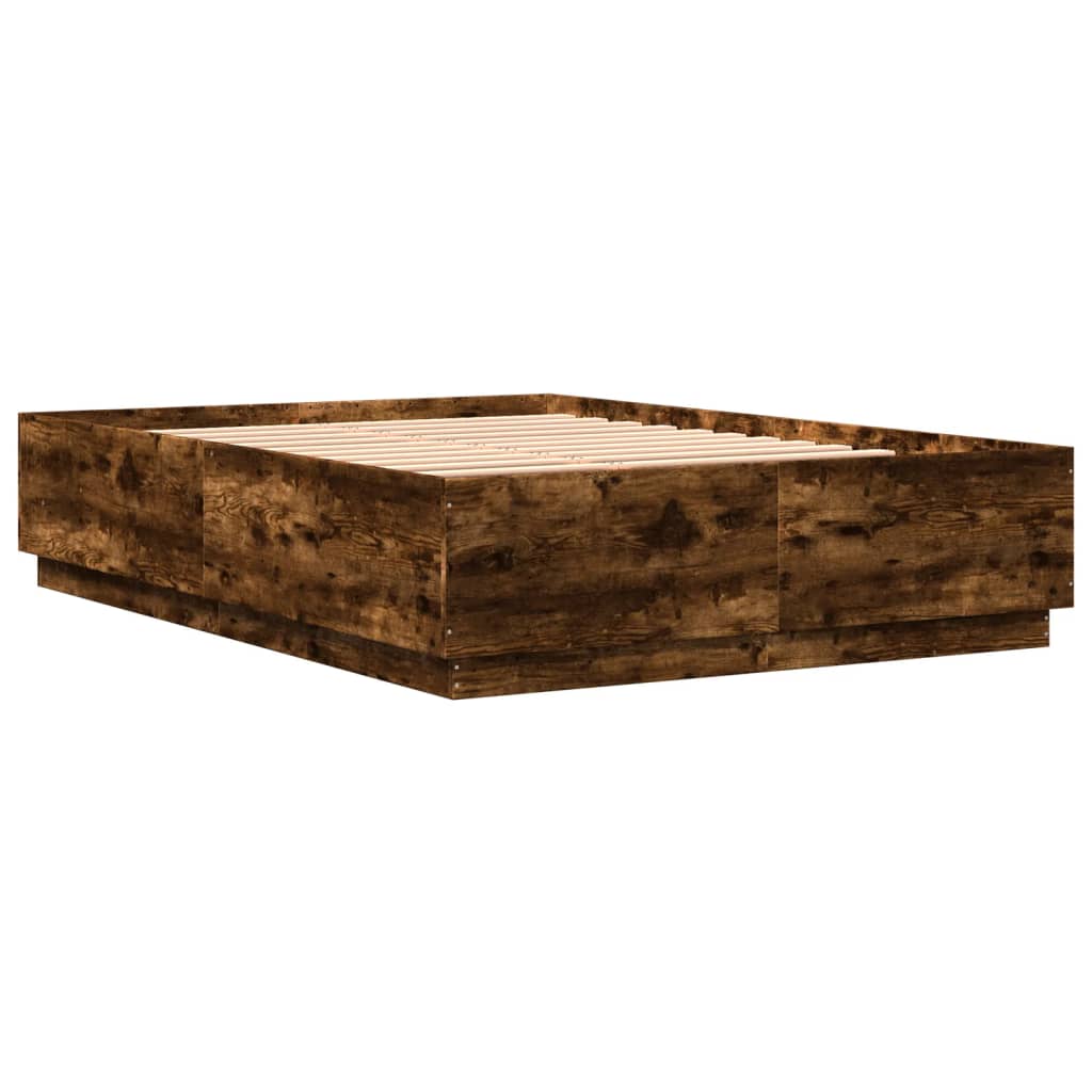 vidaXL Bettgestell Räuchereiche 150x200 cm Holzwerkstoff