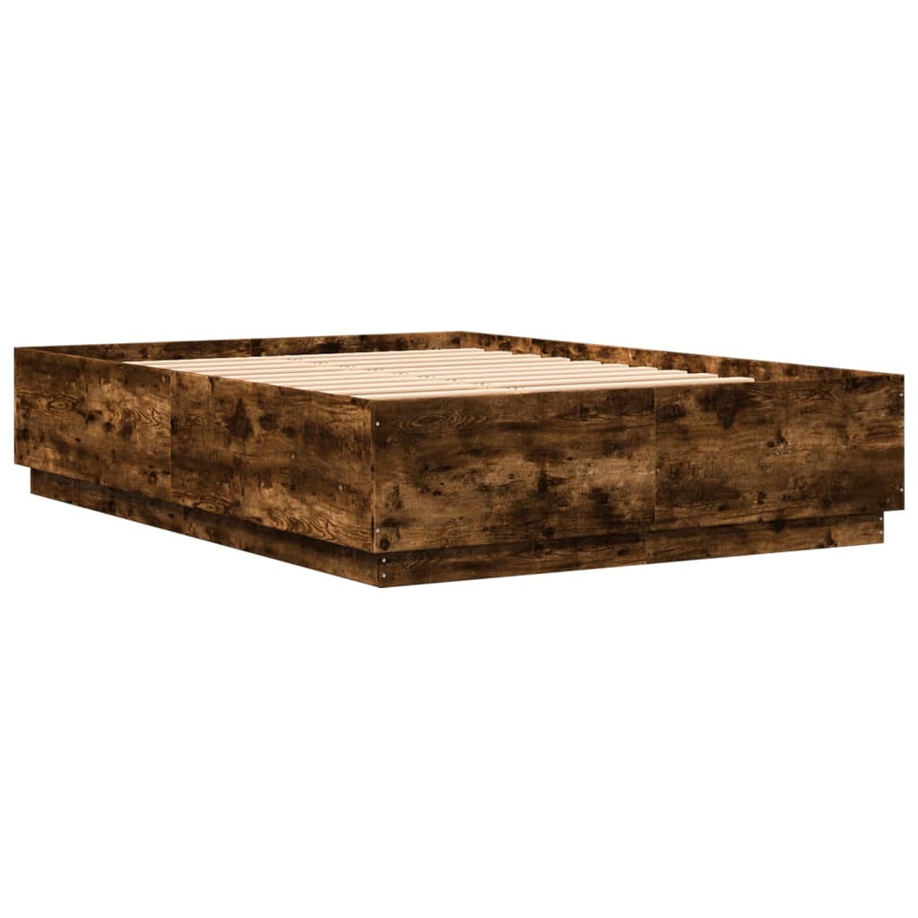 vidaXL Bettgestell Räuchereiche 150x200 cm Holzwerkstoff