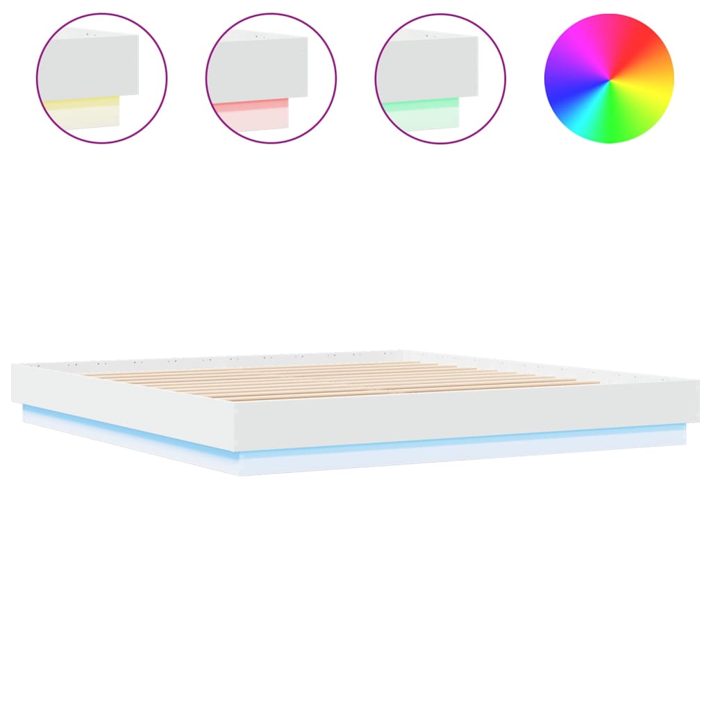 vidaXL Bettgestell mit LED Weiß 200x200 cm