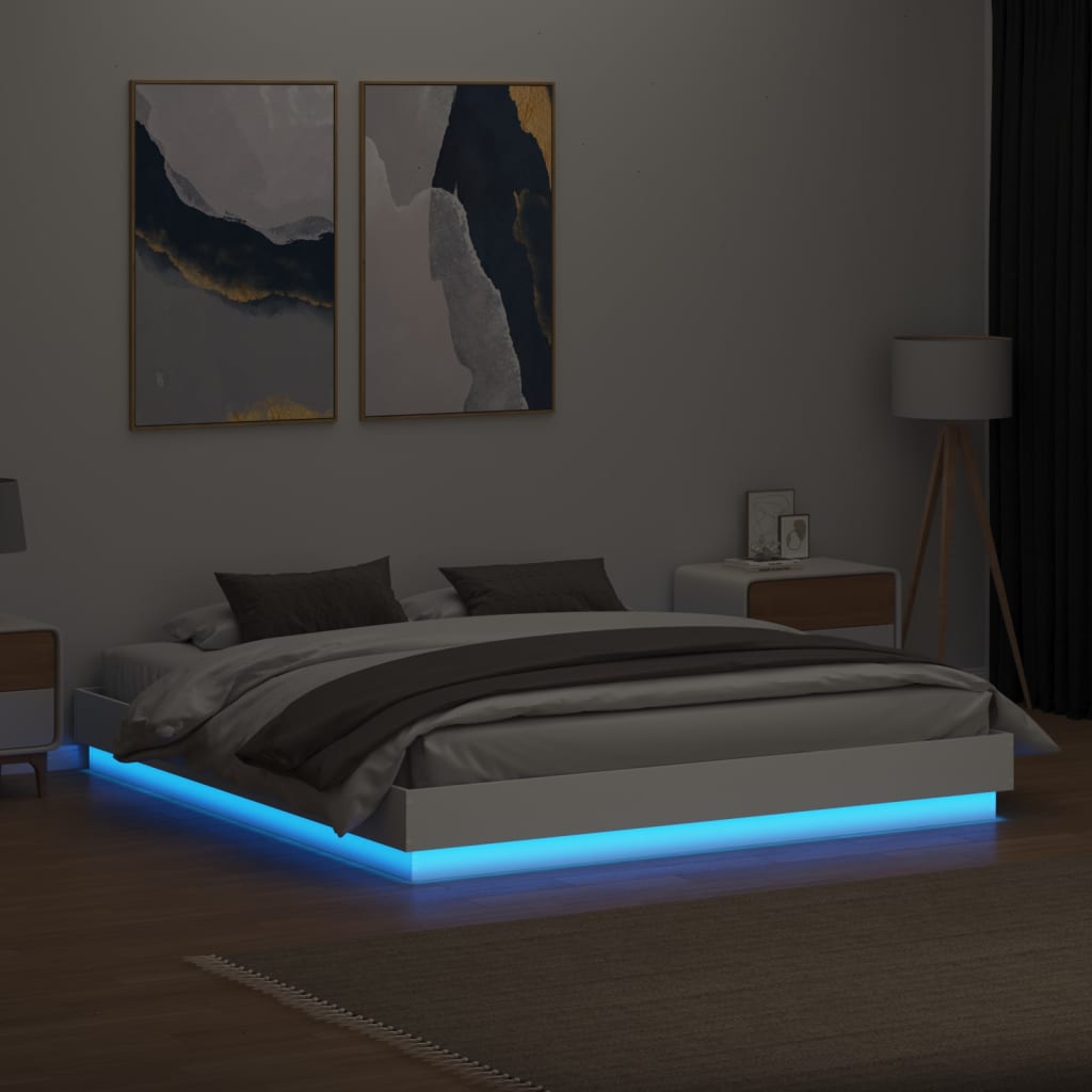 vidaXL Bettgestell mit LED Weiß 200x200 cm
