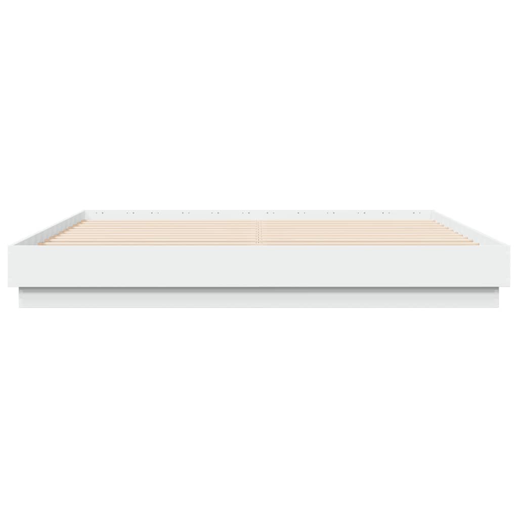 vidaXL Bettgestell mit LED Weiß 200x200 cm
