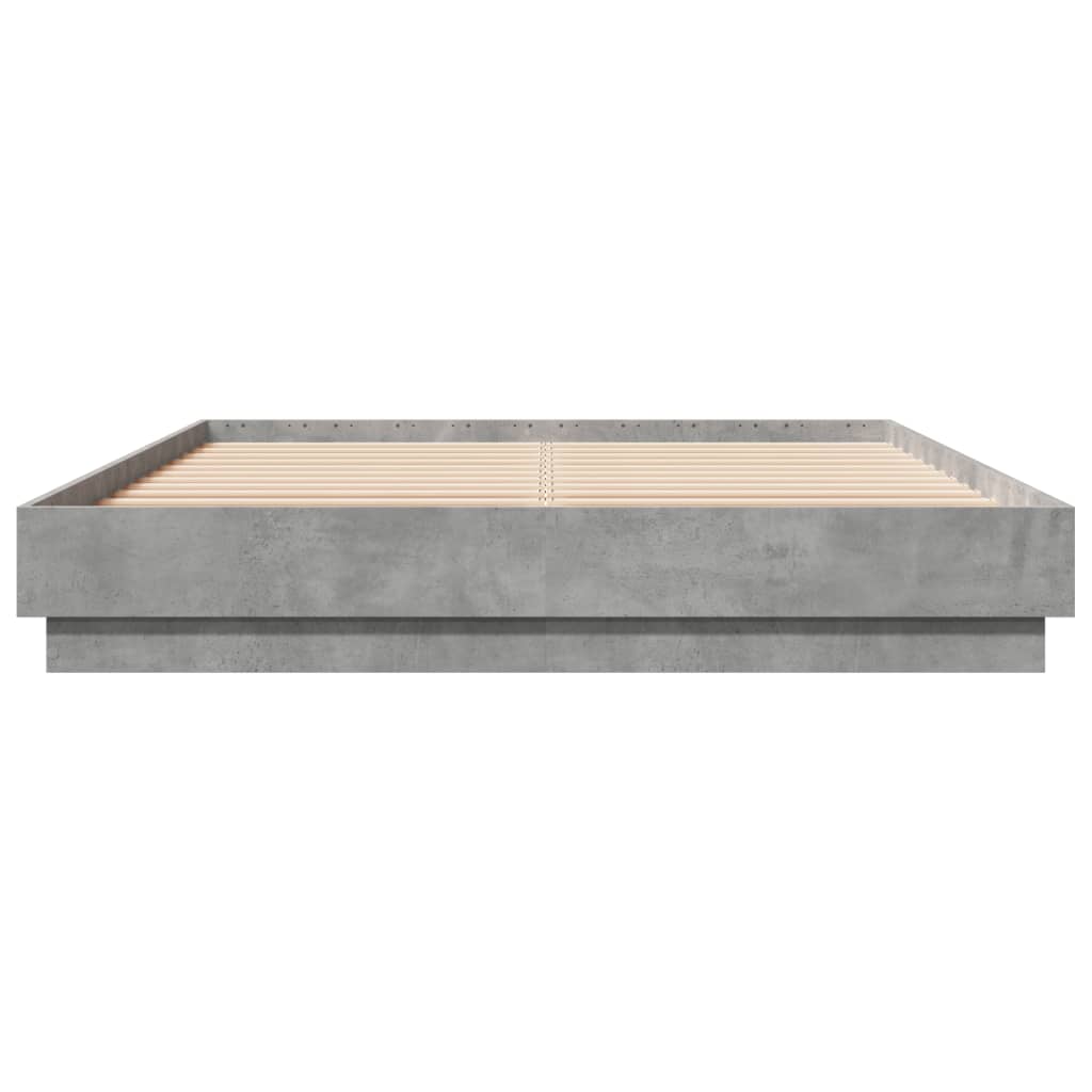 vidaXL Bettgestell mit LED Betongrau 160x200 cm
