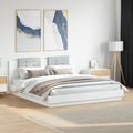 vidaXL Bettgestell mit Kopfteil und LED-Leuchten Weiß 200x200 cm