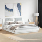 vidaXL Bettgestell mit Kopfteil und LED-Leuchten Weiß 200x200 cm