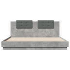 vidaXL Bettgestell mit Kopfteil und LED-Leuchten Betongrau 200x200 cm