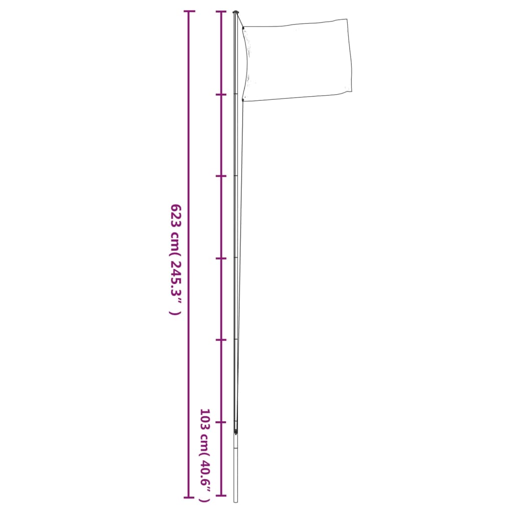 vidaXL Flagge der Ukraine und Mast 6,23 m Aluminium