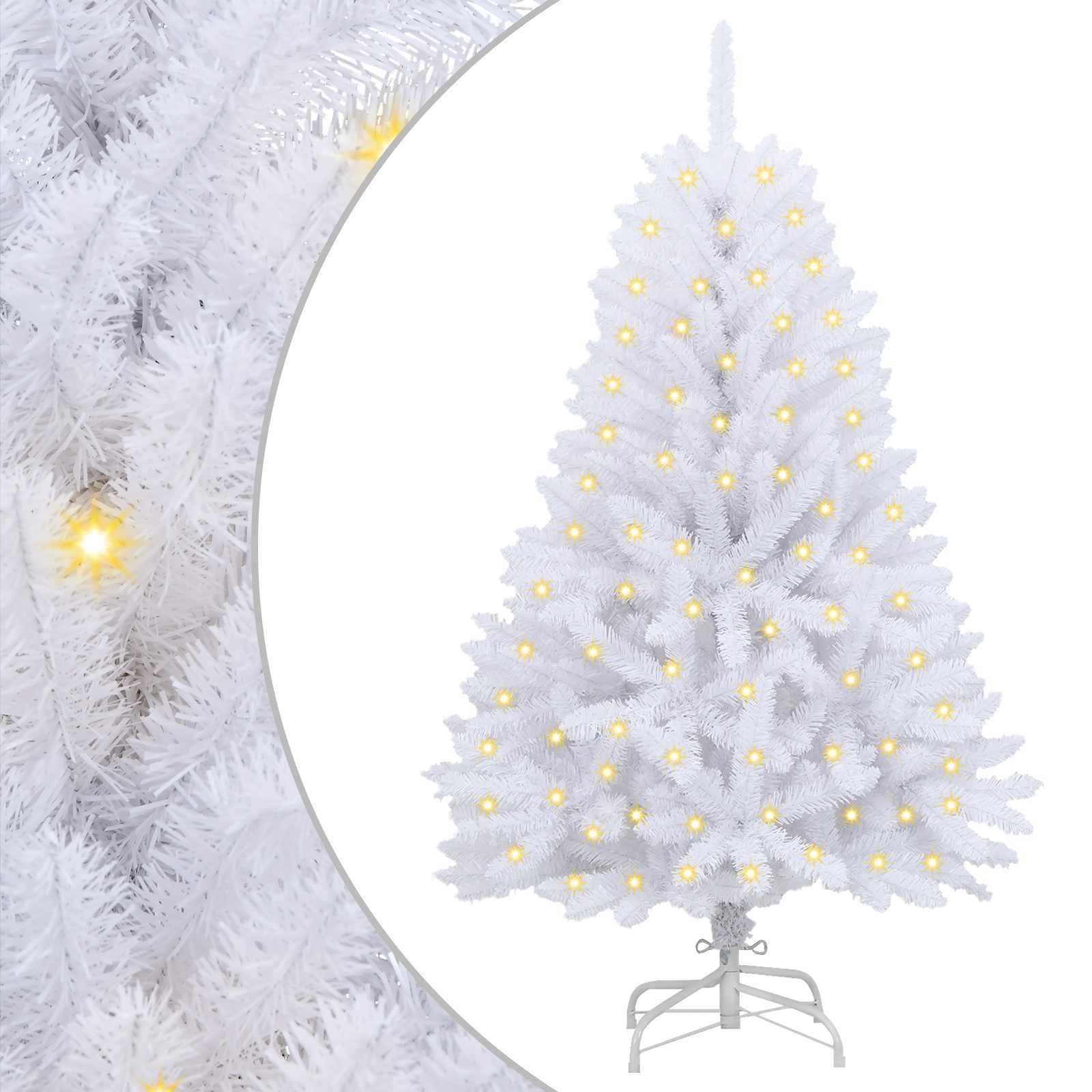 vidaXL Künstlicher Weihnachtsbaum Weiß 120 cm PVC und Metall