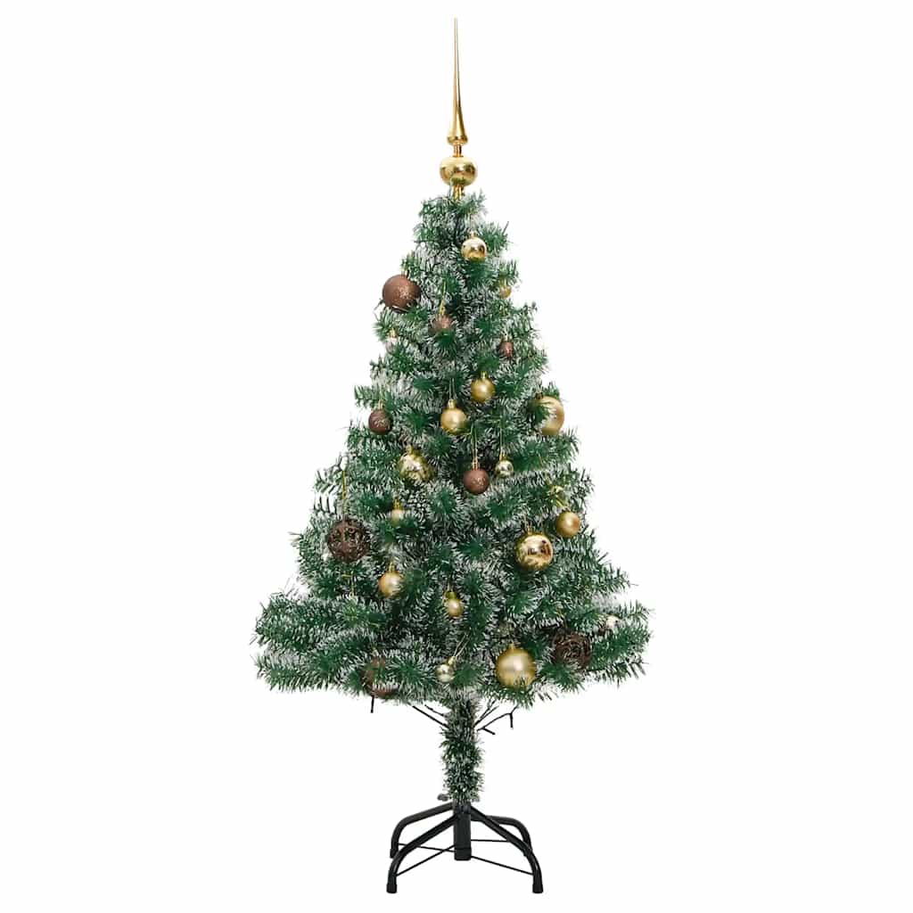 vidaXL Künstlicher Weihnachtsbaum mit Schnee & Kugeln 150 LEDs 150 cm