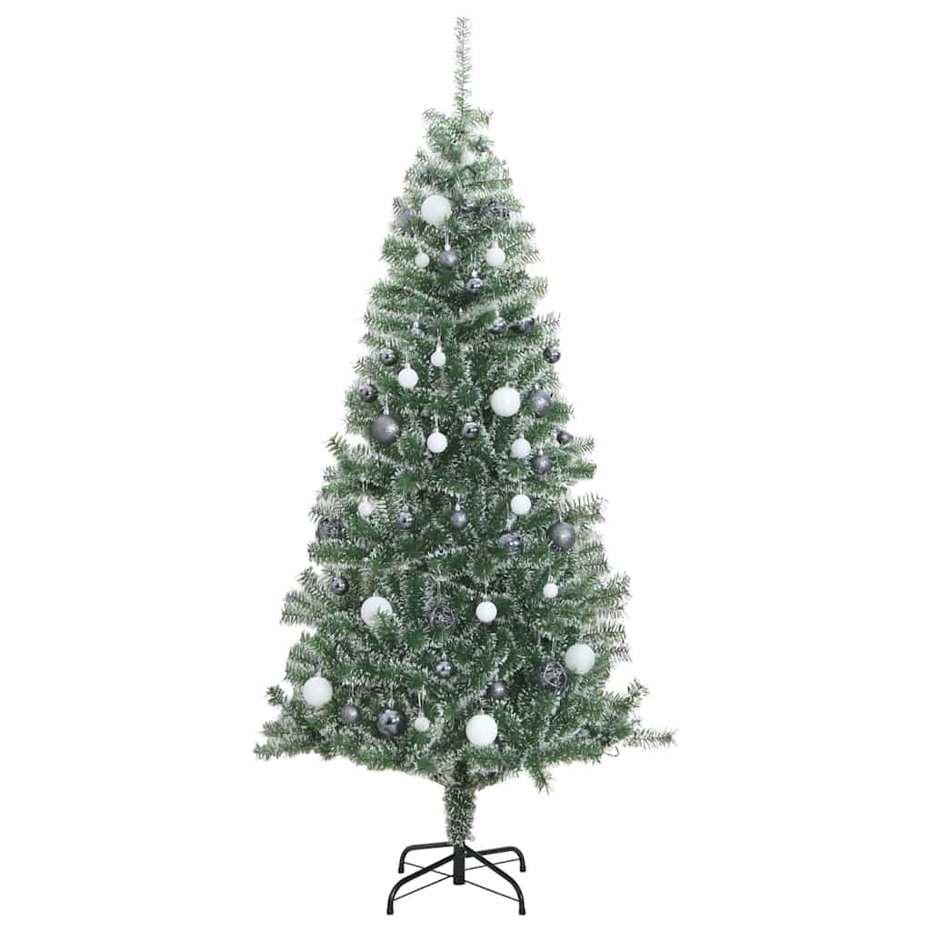 vidaXL Künstlicher Weihnachtsbaum 300 LEDs & Kugeln Beschneit 210 cm