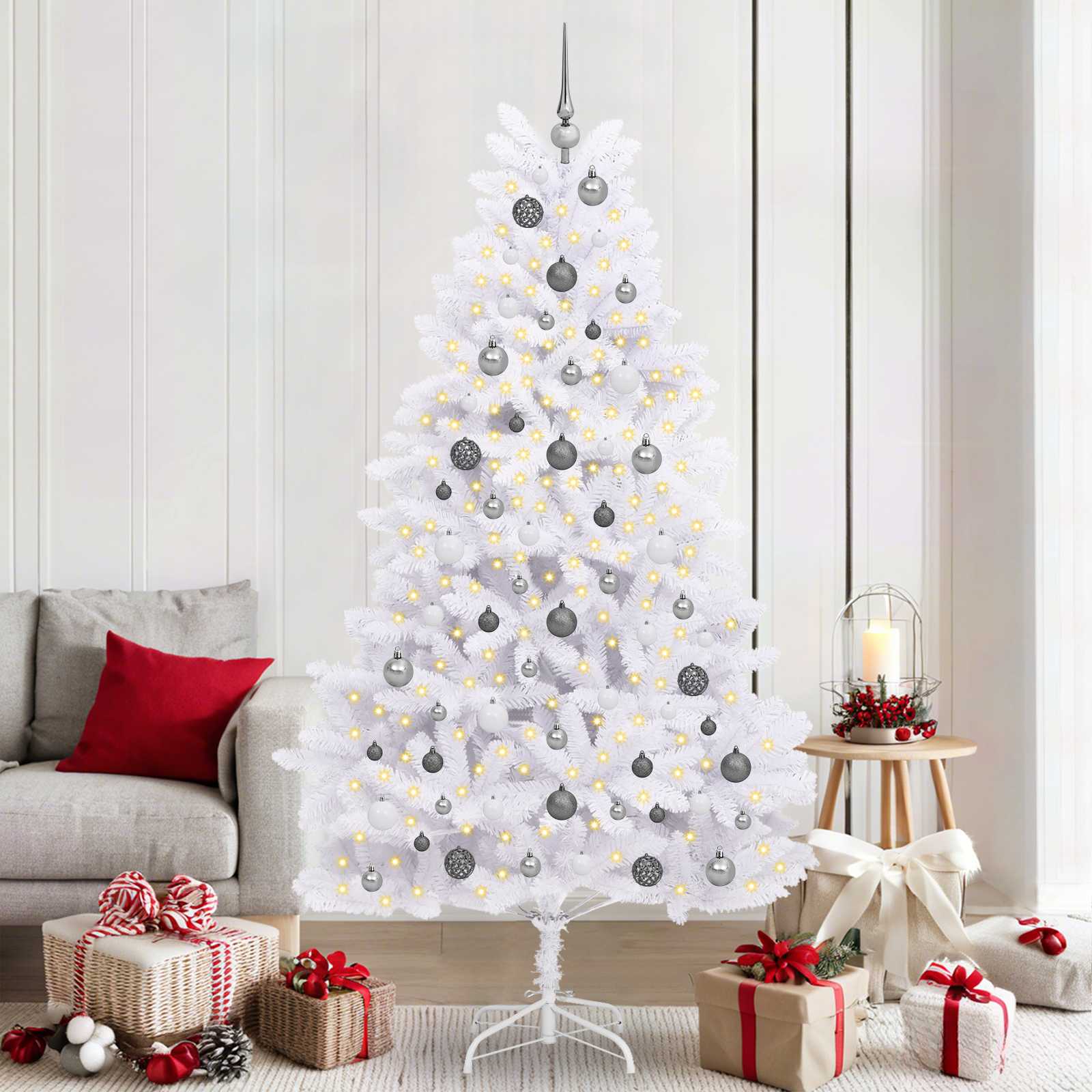vidaXL Künstlicher Weihnachtsbaum Weiß 106 x 106 x 210 cm