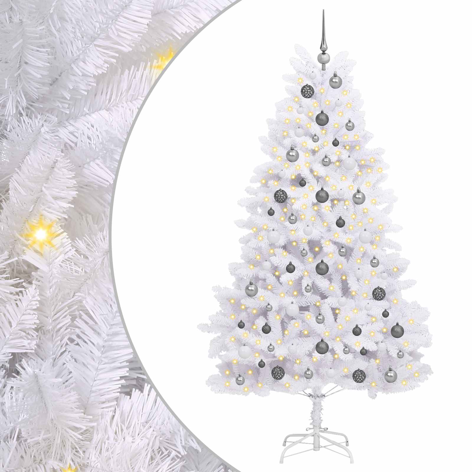 vidaXL Künstlicher Weihnachtsbaum Weiß 106 x 106 x 210 cm