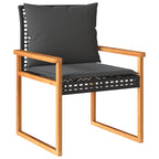 vidaXL 3-tlg. Bistro-Set mit Kissen Schwarz Poly Rattan Akazienholz