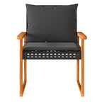 vidaXL 3-tlg. Bistro-Set mit Kissen Schwarz Poly Rattan Akazienholz