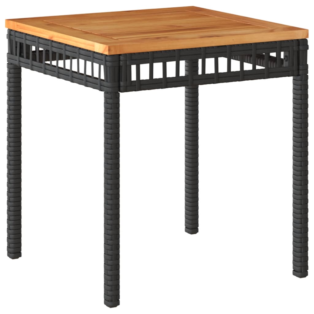 vidaXL Gartentisch Schwarz 38x38x42 cm Poly Rattan Akazienholz
