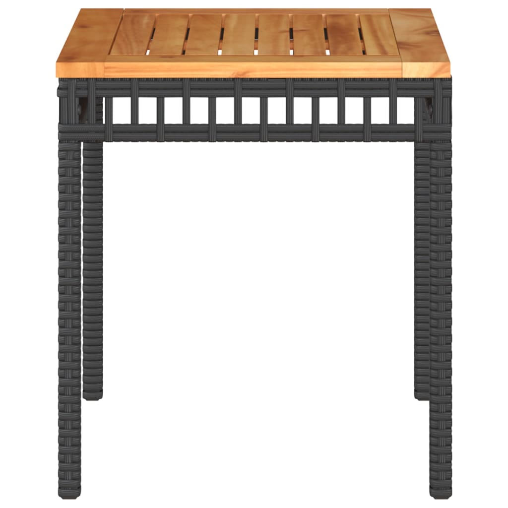 vidaXL Gartentisch Schwarz 38x38x42 cm Poly Rattan Akazienholz