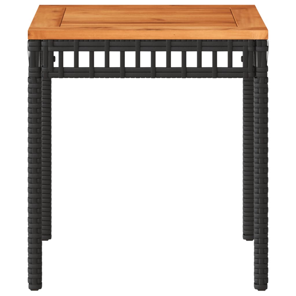 vidaXL Gartentisch Schwarz 38x38x42 cm Poly Rattan Akazienholz