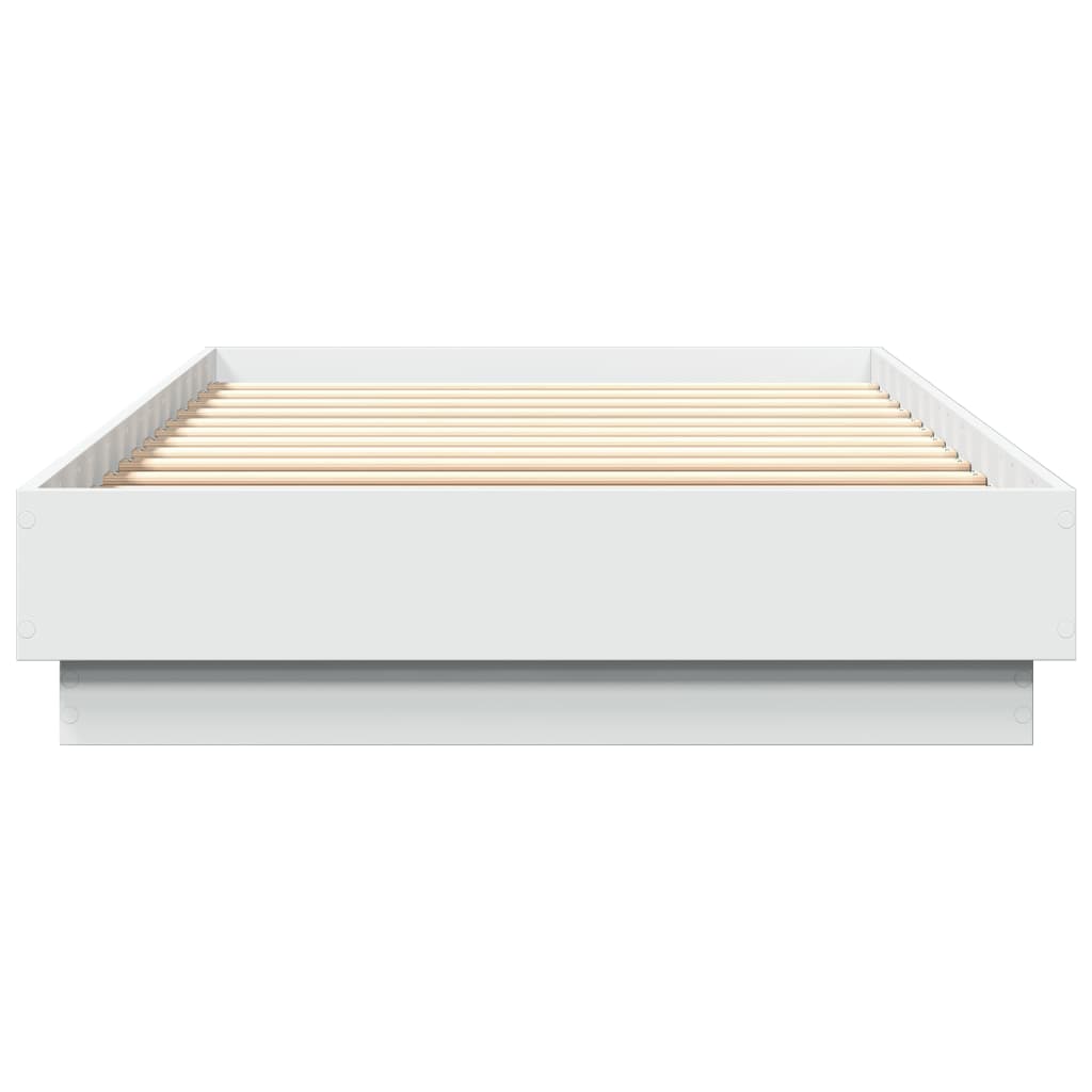 vidaXL Bettgestell mit LED-Leuchten Weiß 100x200 cm