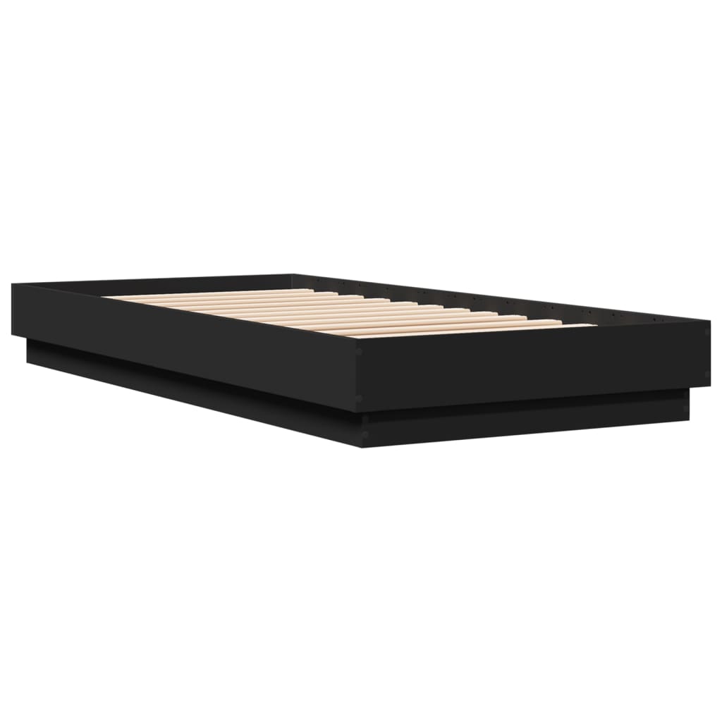 vidaXL Bettgestell mit LED Schwarz 100x200 cm