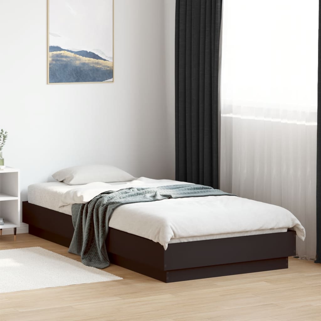 vidaXL Bettgestell mit LED Schwarz 100x200 cm