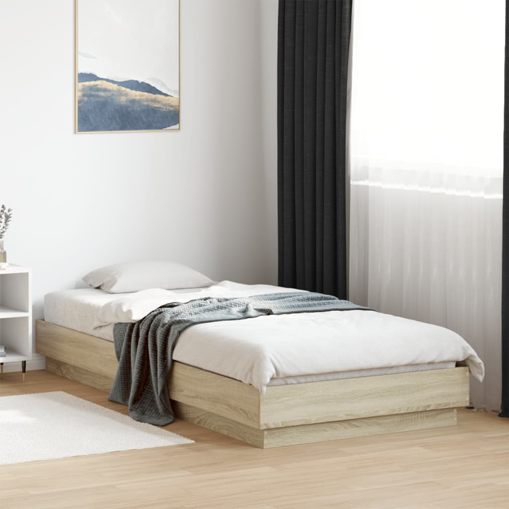 vidaXL Bettgestell LED Sonoma-Eiche 100x200 cm
