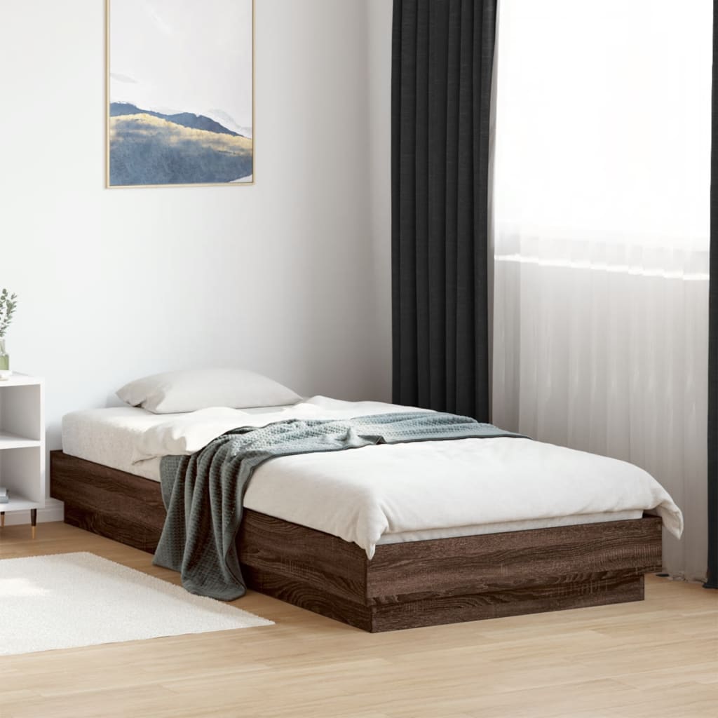 vidaXL Bettgestell mit LED Braun Eiche-Optik 100x200 cm