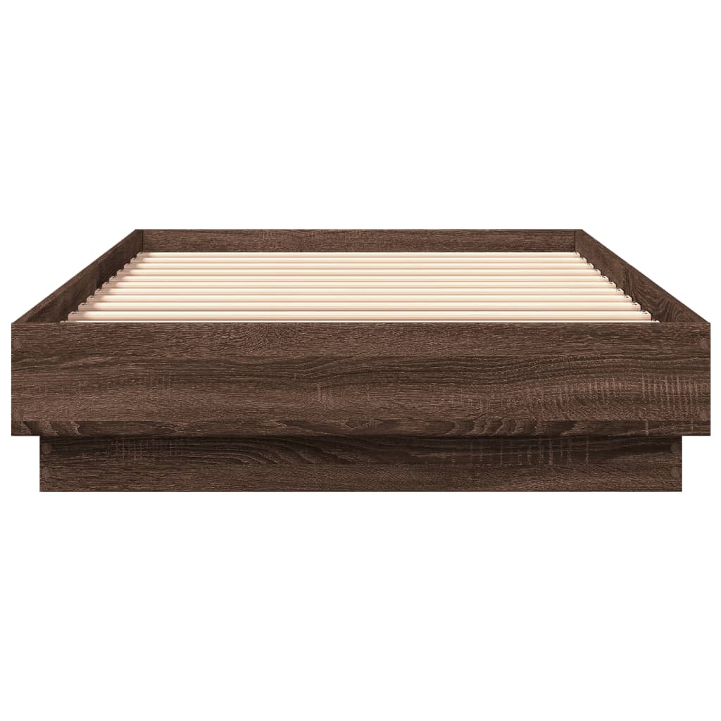 vidaXL Bettgestell mit LED Braun Eiche-Optik 100x200 cm