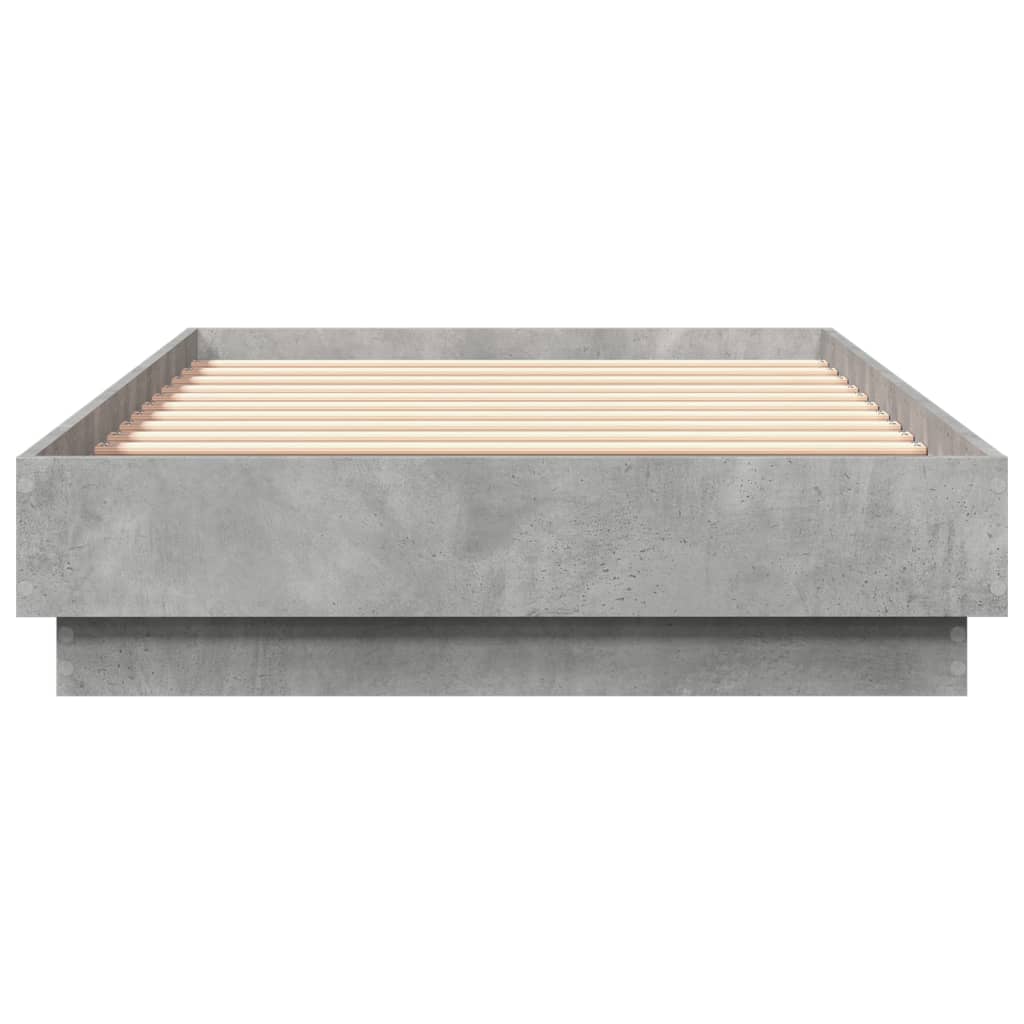 vidaXL Bettgestell mit LED Betongrau 75x190 cm