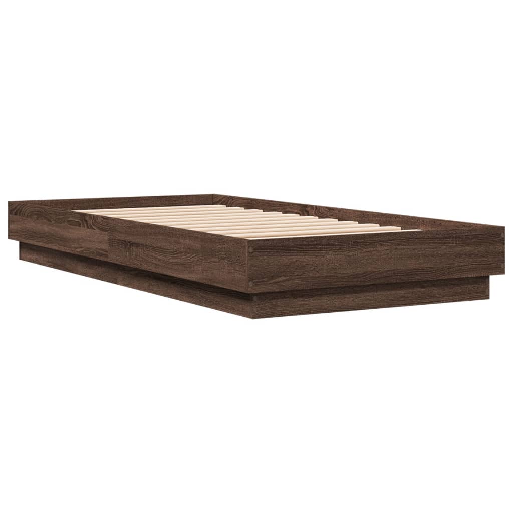 vidaXL Bettgestell mit LED Braun Eiche 75x190 cm