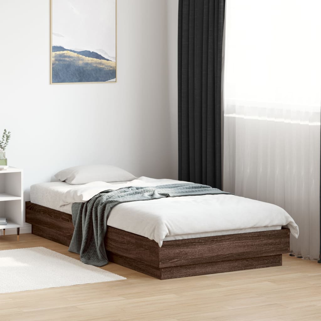 vidaXL Bettgestell mit LED Braun Eiche 75x190 cm