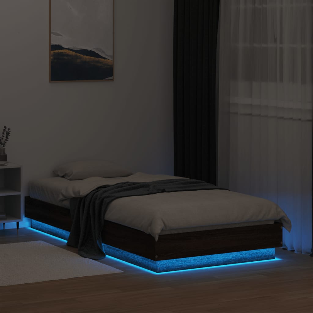 vidaXL Bettgestell mit LED Braun Eiche 75x190 cm