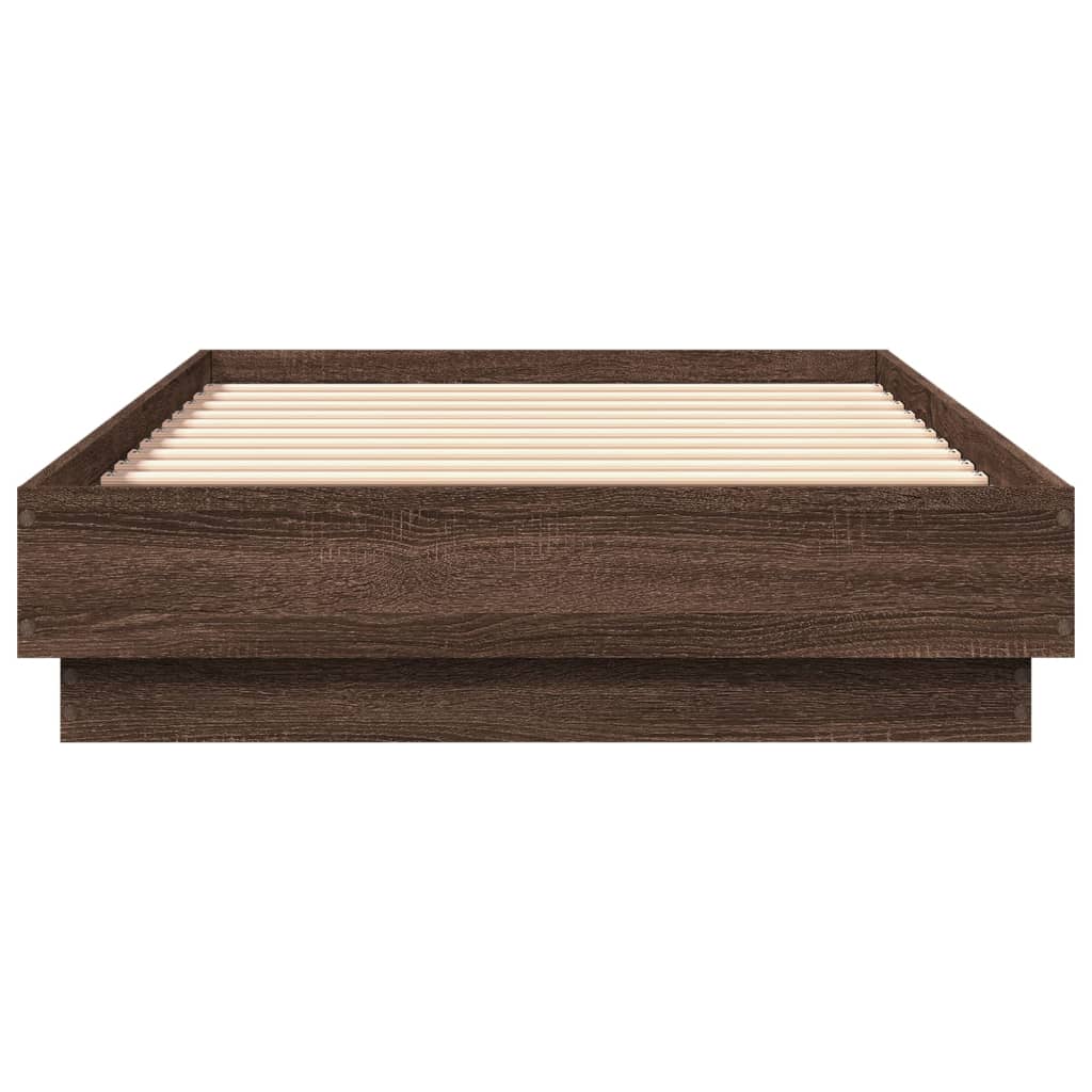 vidaXL Bettgestell mit LED Braun Eiche 75x190 cm