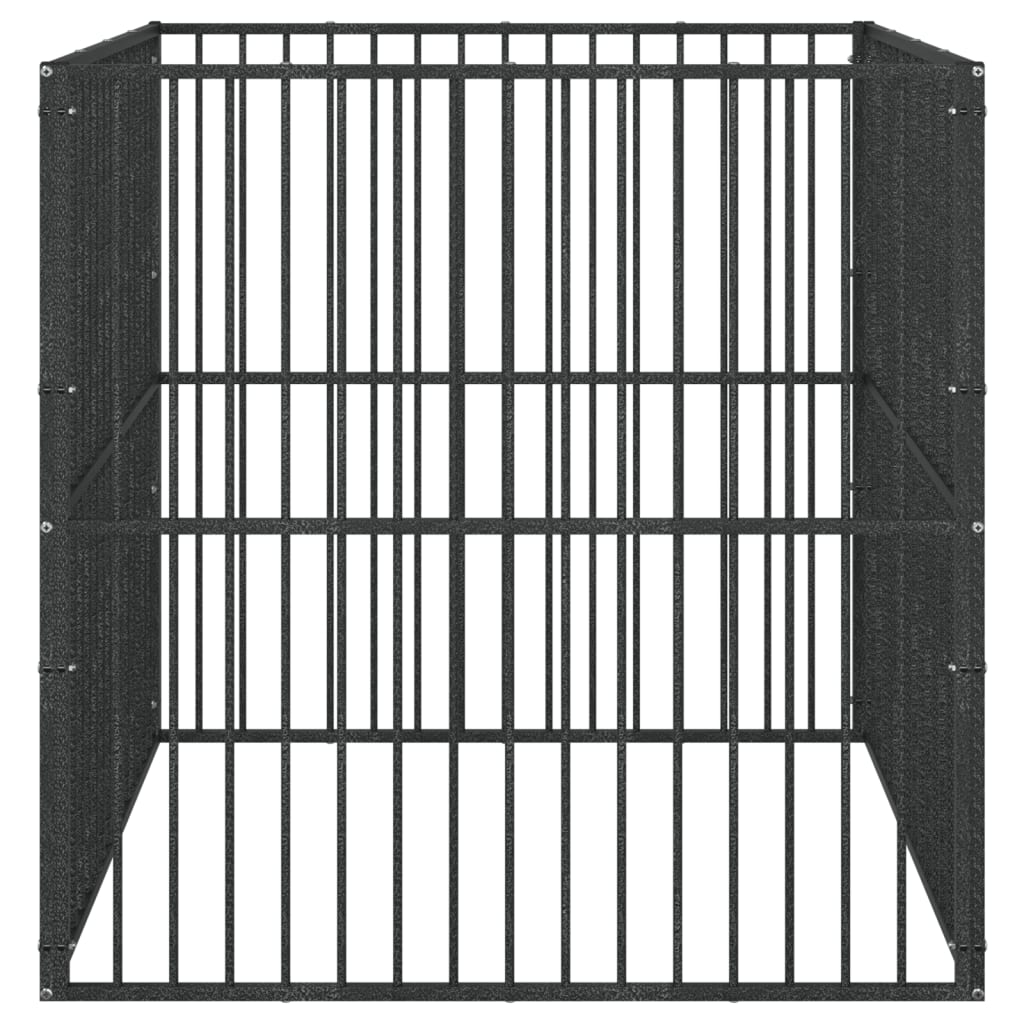 vidaXL Hundelaufstall 4-tlg. Schwarz Verzinkter Stahl