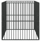 vidaXL Hundelaufstall 4-tlg. Schwarz Verzinkter Stahl